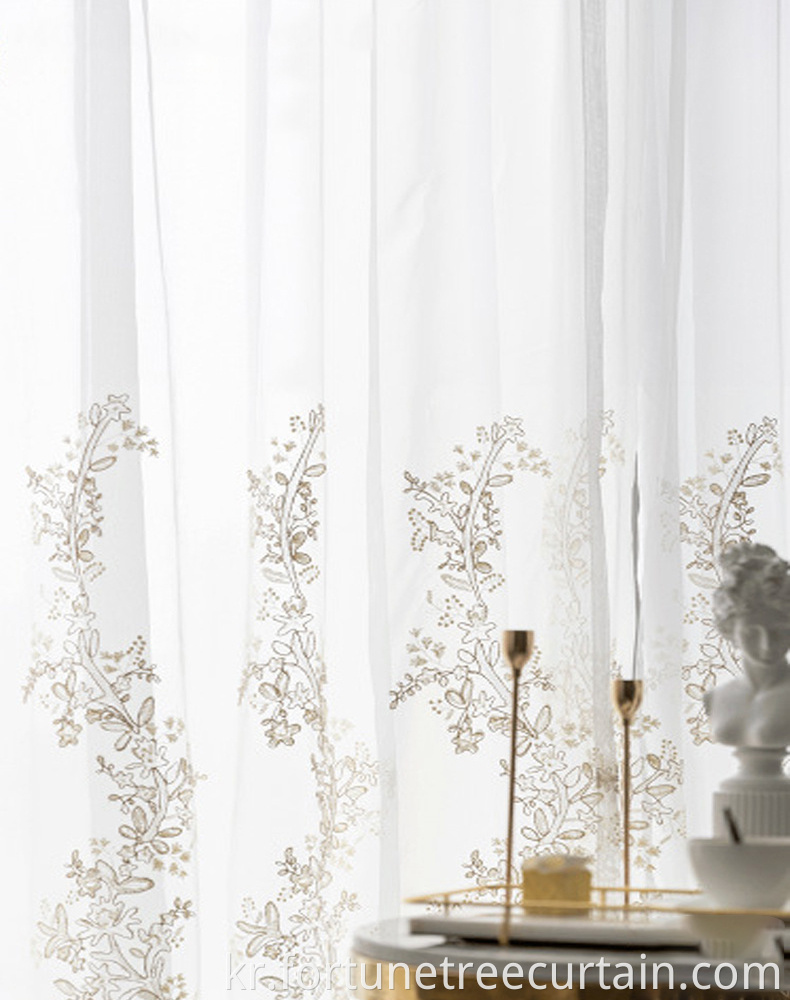 Transparent Tulle Embroidery Curtain